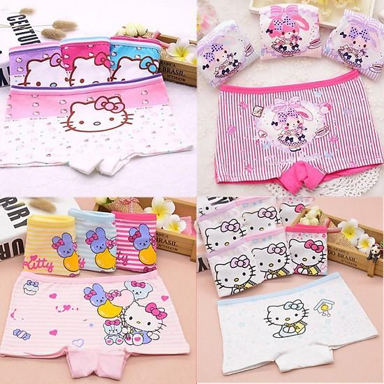 Set 4 quần lót đùi cho bé hình hoạt hình đáng yêu, Quần lót đùi cotton mềm mại cho bé gái