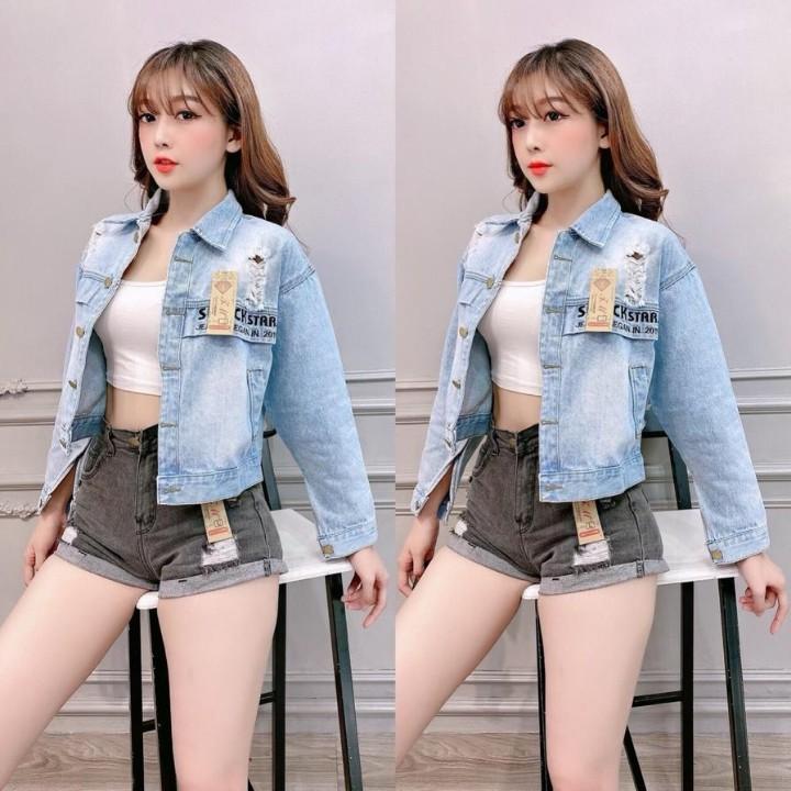 Áo khoát jean Thêu Chữ Nice To You siêu hot rất hot-A3131 - Xanh đậm