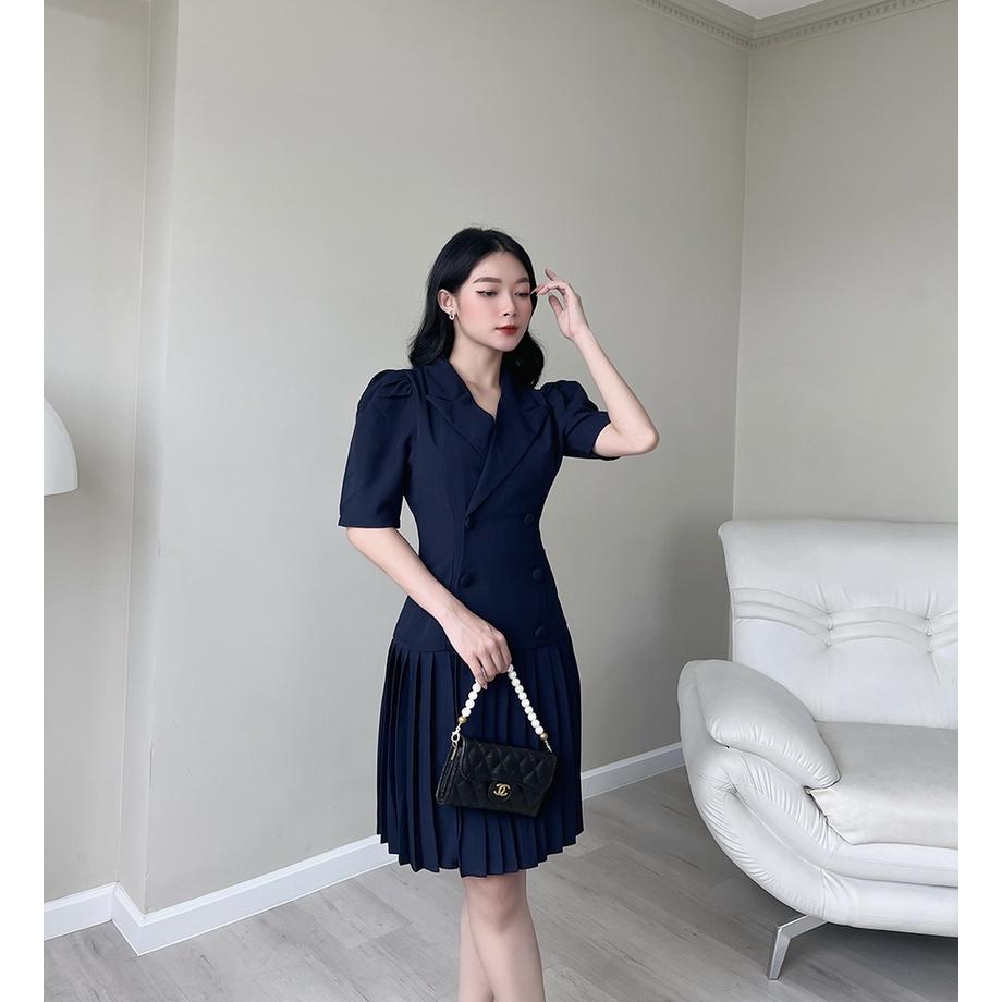 BBSTORE'S Đầm Công Sở Kiểu Váy Dập Ly Cổ Vest -D941