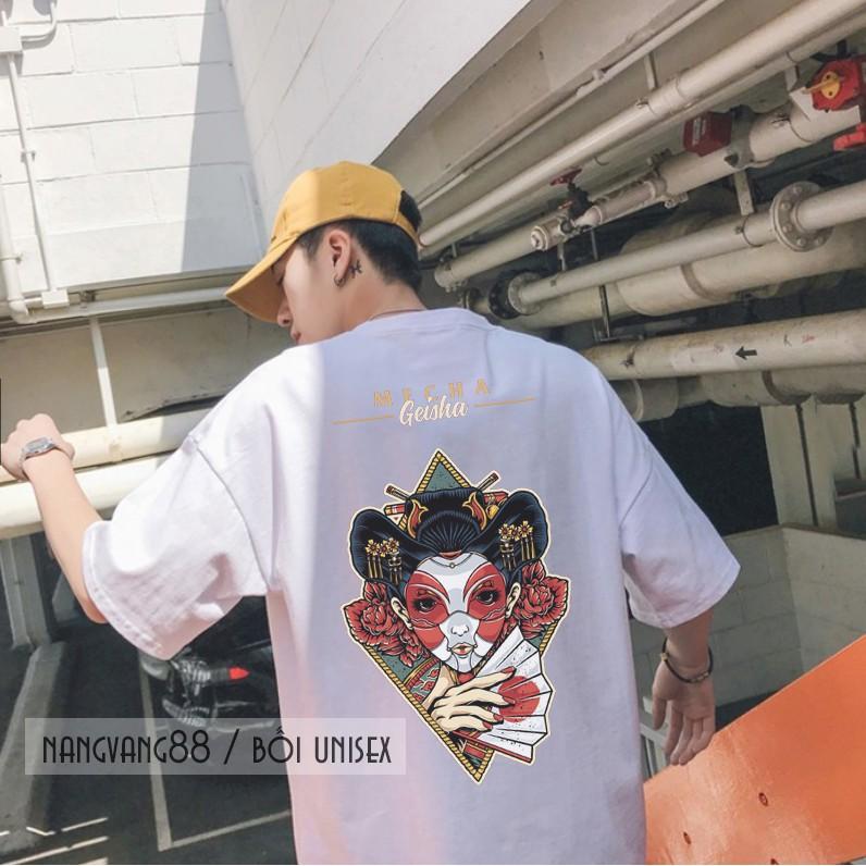 Áo Thun Tay Lỡ Unisex Geisha Múa Quạt