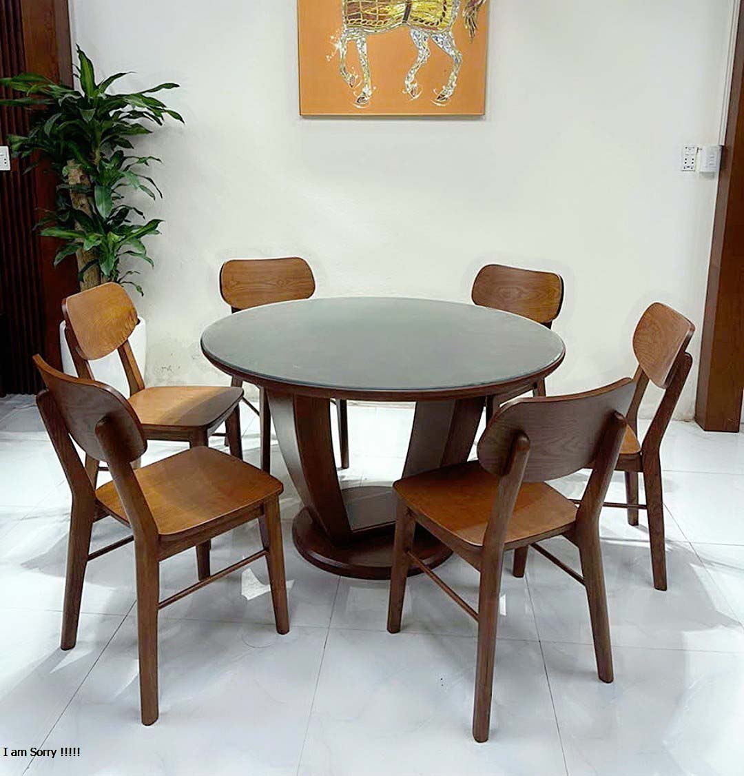 Bộ bàn ăn bàn tròn mẫu mới gỗ sồi, bộ bàn ăn 6 ghế mẫu mới giá rẻ hàng xưởng bao chất