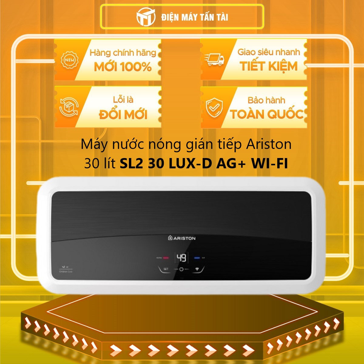 Máy nước nóng gián tiếp 30 lít Ariston SL2 30 LUX-D AG+ WIFI - Hàng chính hãng (Chỉ Giao HCM)