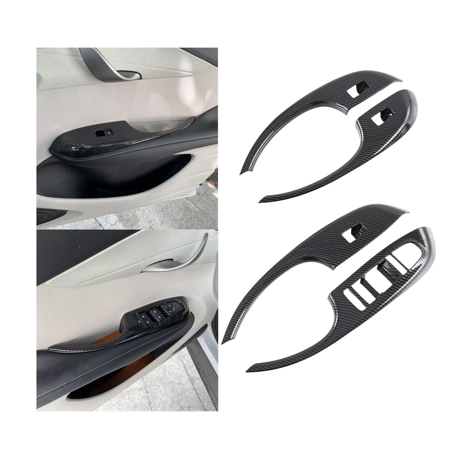 4x Car Window Lift Switch Cover, Carbon Fiber, Durable ,Protection Sticker Accessories Window Switch Panel Decor for Atto 2