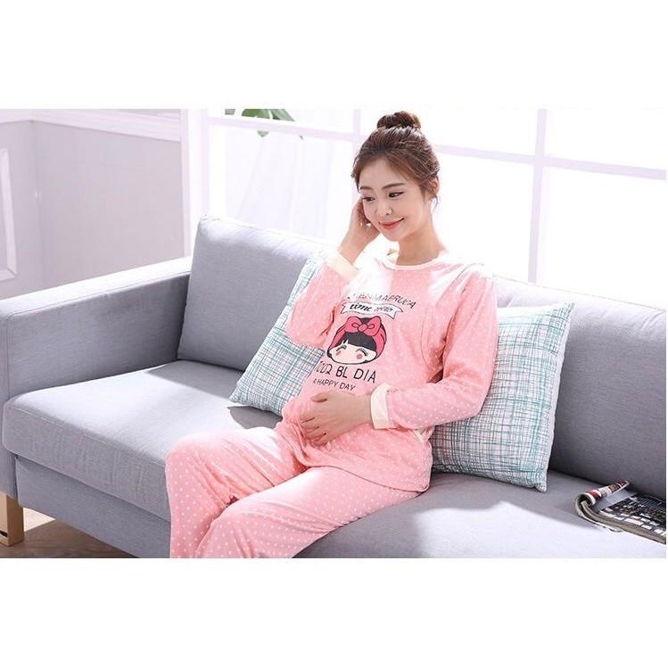Bộ bầu  dài tay mặc nhà cho con bú