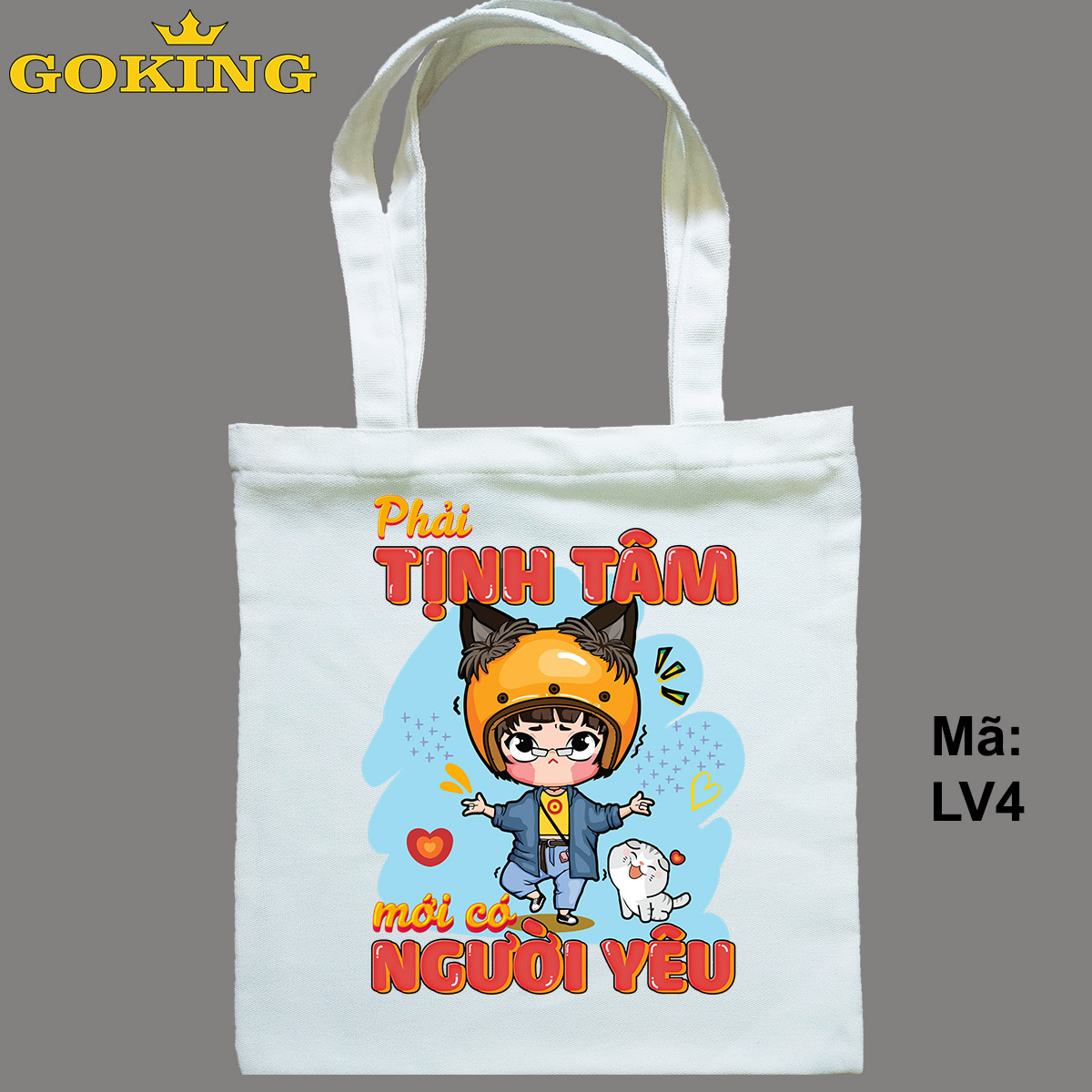 Túi xách đẹp, Phải tịnh tâm mới có người yêu, mã LV4. Quà tặng cao cấp cho gia đình, nam nữ cặp đôi, hội nhóm, doanh nghiệp