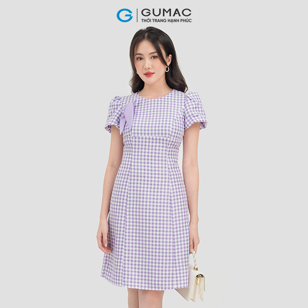 Đầm nữ GUMAC DC07034  chất liệu COOTON phối phụ kiện xinh xắn