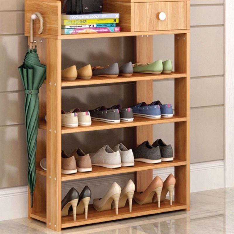 KỆ ĐỰNG GIẦY DÉP GỖ 5 TẦNG CÓ HỘP ĐỰNG ĐỒ TIỆN DỤNG