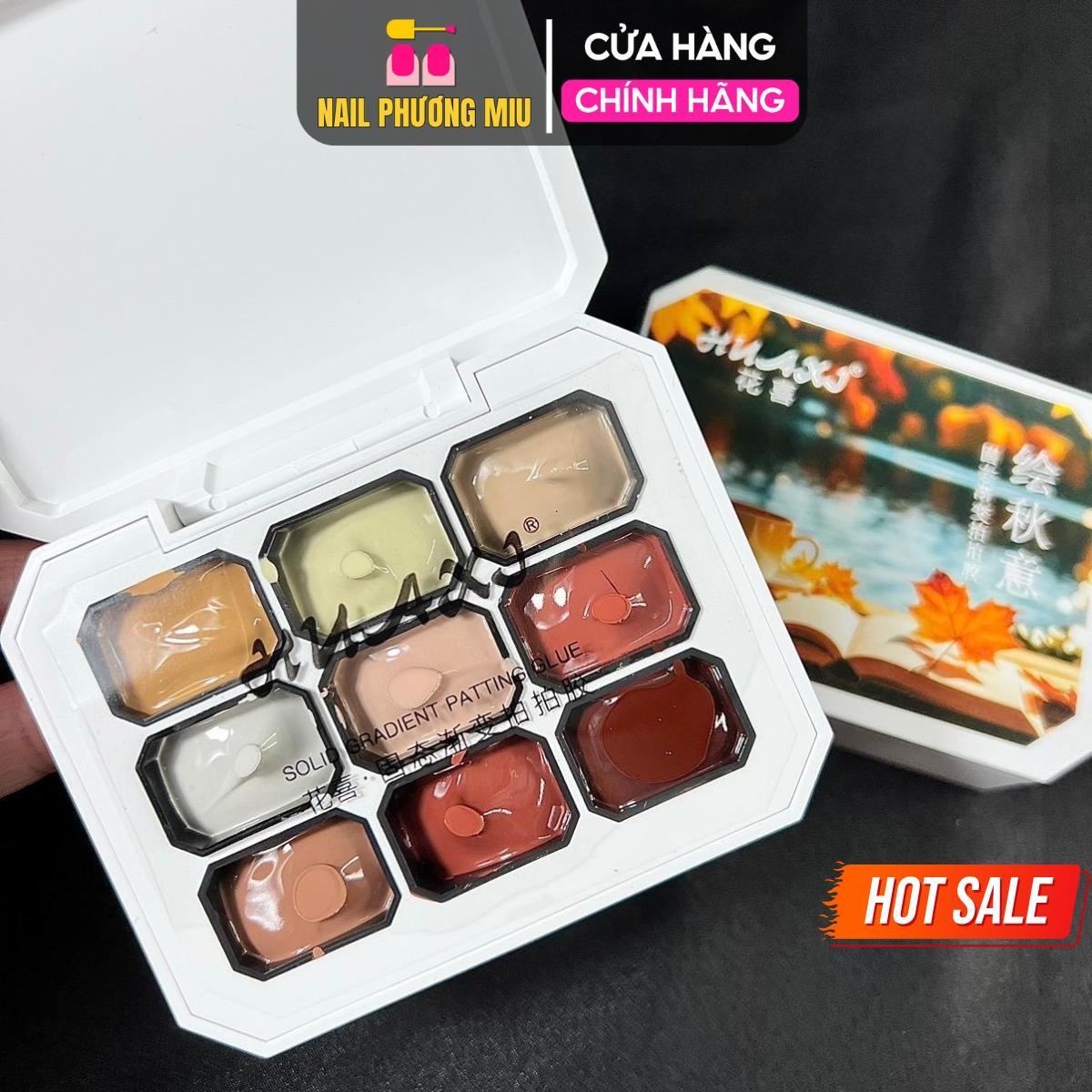 Set Gel Dặm Huaxi 9 Màu Mùa Thu Làm Nail Phong Cách Nhật Bản Lá Vàng Rơi, Gel Siêu Mịn Dặm Ombre Màu Nude Nhẹ Nhàng