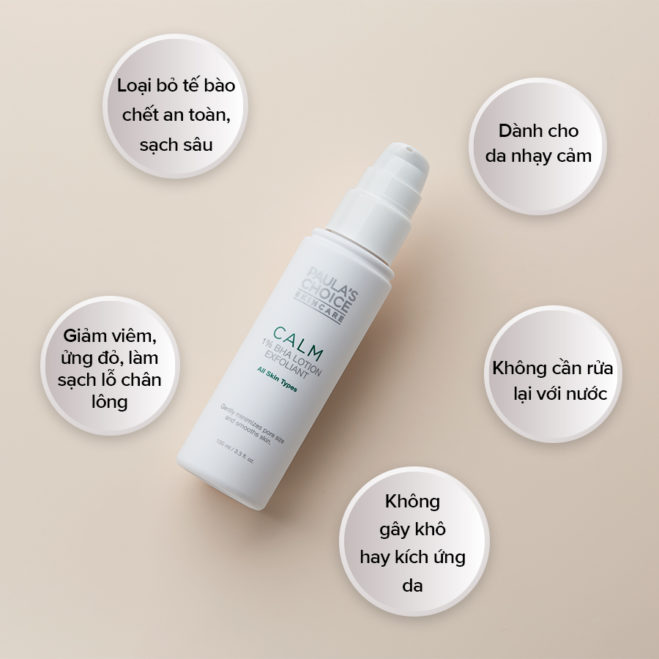 Lotion tẩy da chết dịu nhẹ phù hợp cho da nhạy cảm Paula’s Choice Calm Redness Relief 1% BHA Lotion Exfoliant 9100