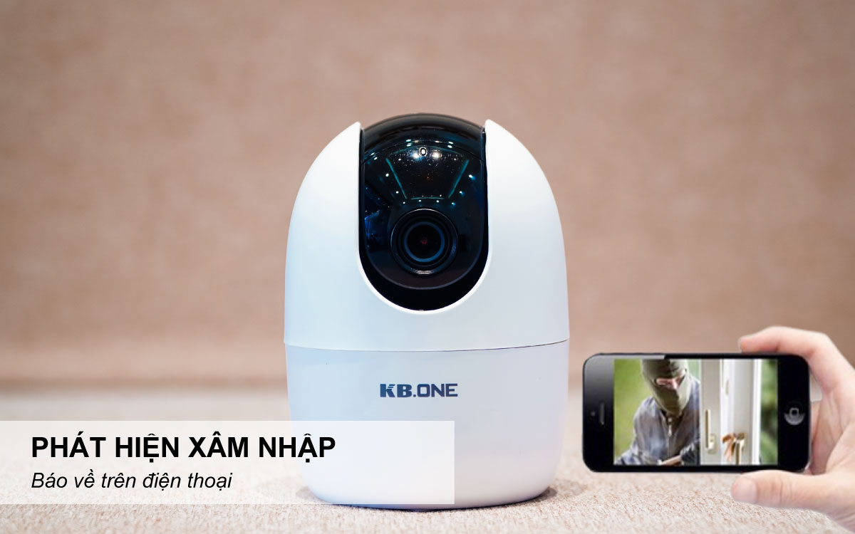 Camera WIFI Xoay 360 KBONE KN-H21P Tự Phát WiFi, Âm Thanh Đàm Thoại Giọng Nói 2.0Mp Full HD,Hồng Ngoại- Chính Hãng