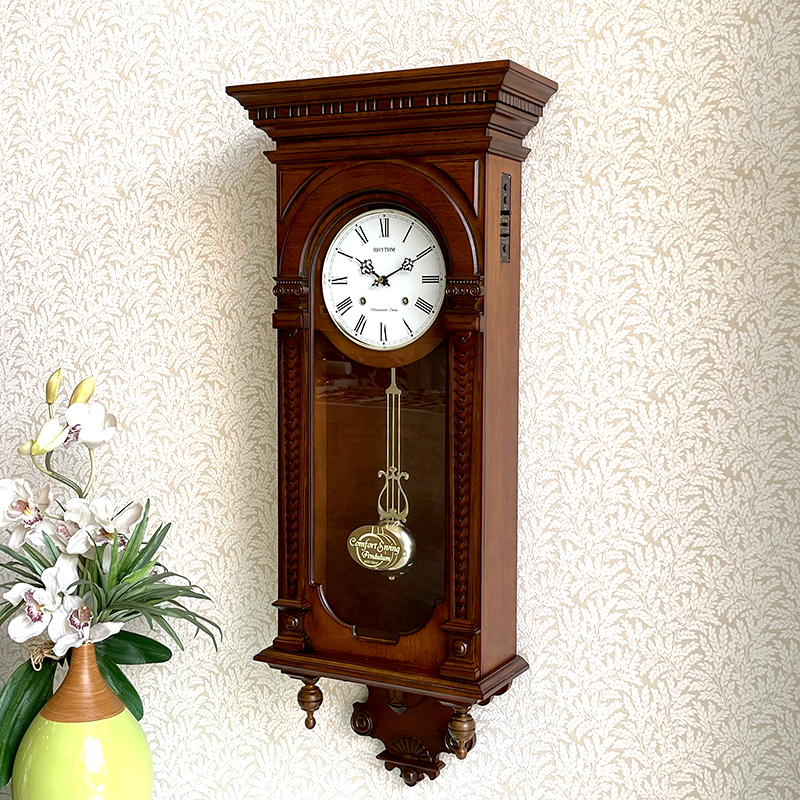 Đồng hồ treo tường Nhật Bản Rhythm CMJ464FR06 Kt 38.0 x 90.0 x 15.0cm, 7.0kg. Vỏ gỗ, dùng PIN.