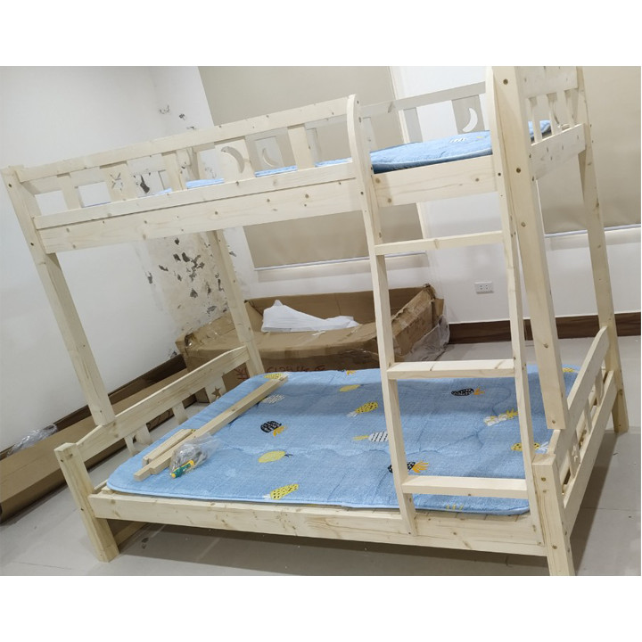Giường ngủ tầng gỗ tự nhiên 100x200cm - Giường gỗ 2 tầng gỗ thông có thể tháo rời tầng