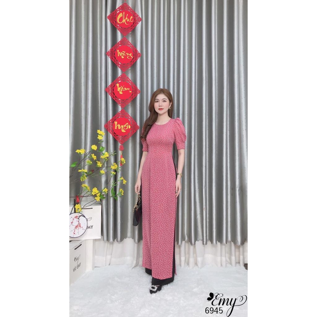 EMY EM6945 Áo Dài Chấm Bi Hồng