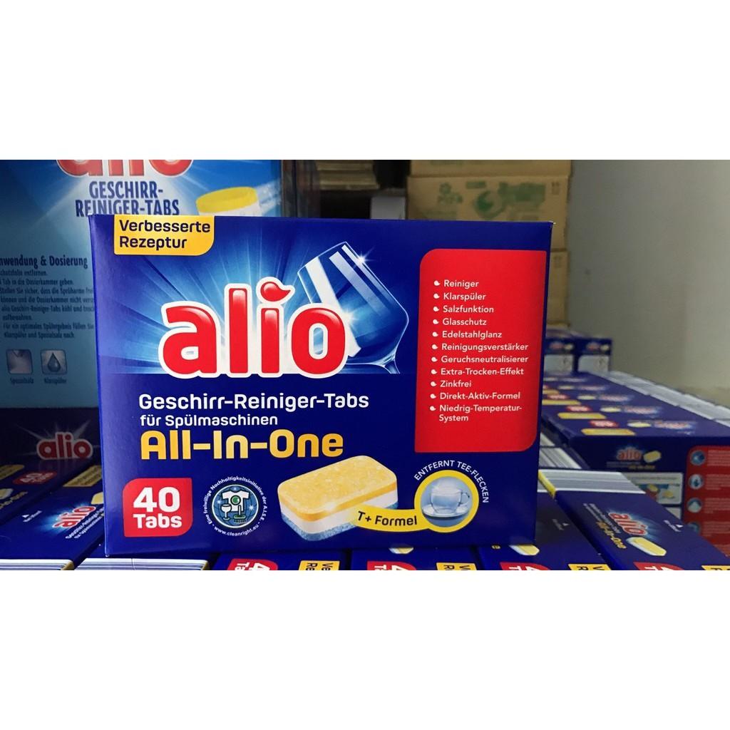 Viên rửa bát Tổng hợp All in one - Alio 40 viên- Đức dùng cho Máy rửa bát chén + Tặng viên finish Nhật