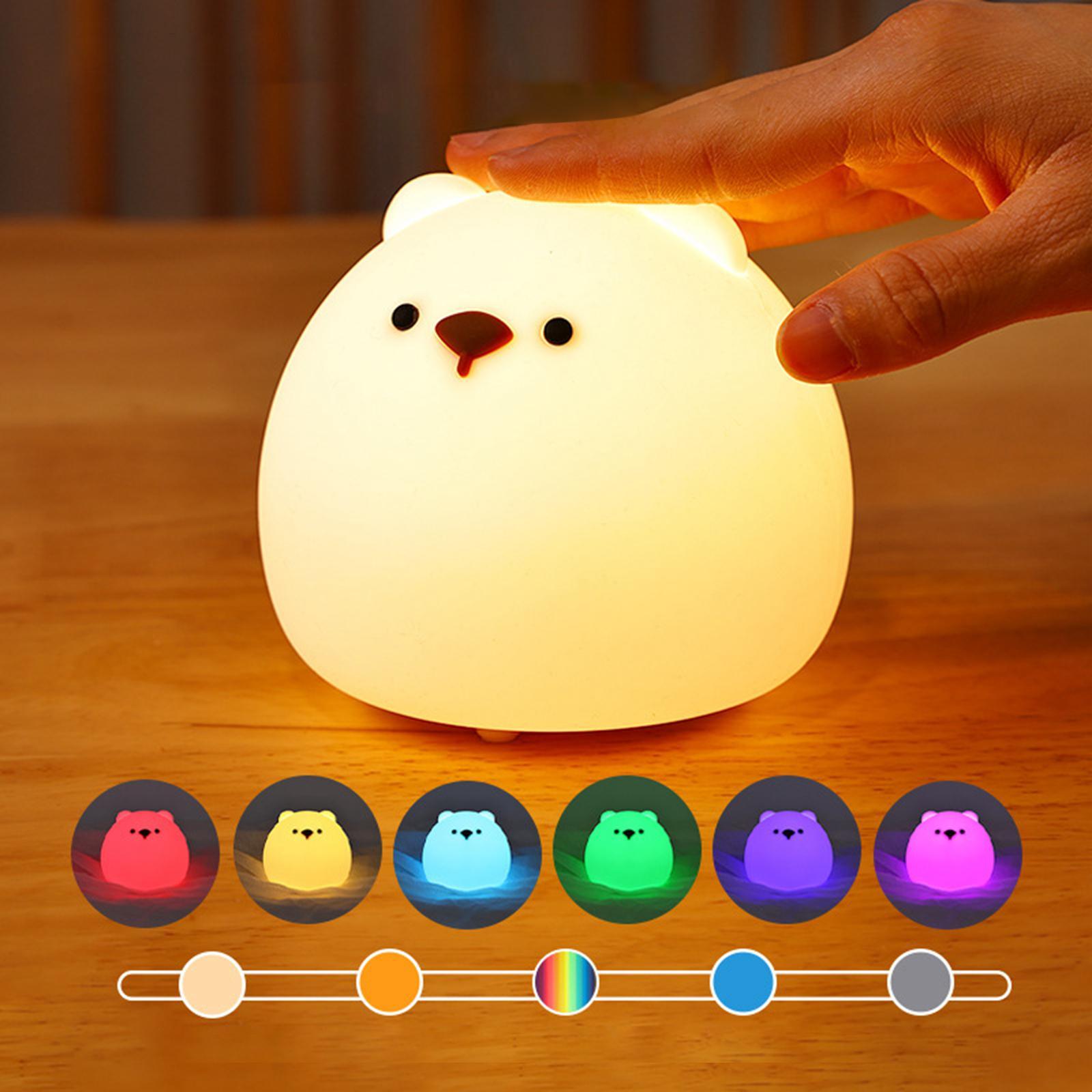 Child Animal Night Light 7 Colors Silicone USB Nursery Baby Rechargeable