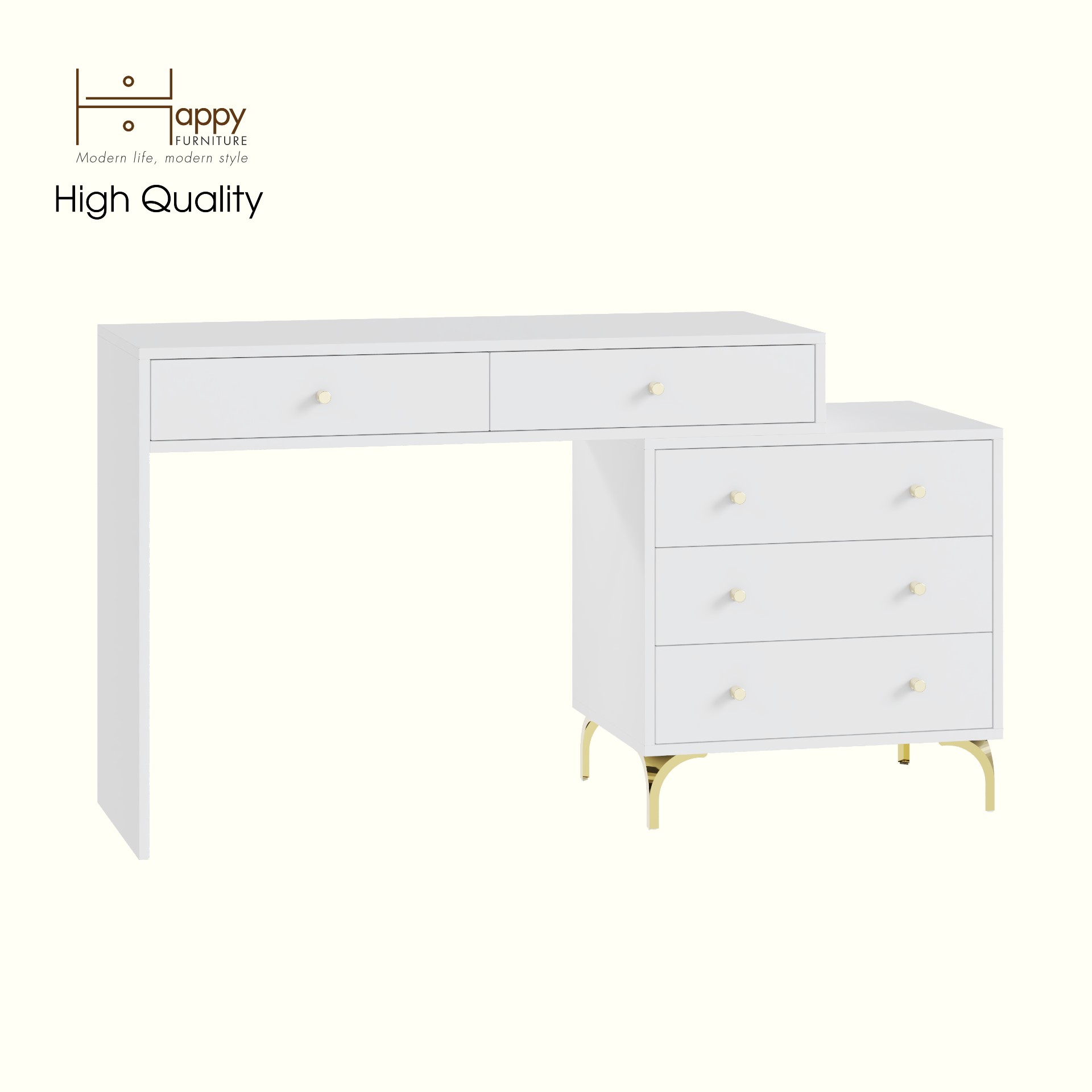 HAPPY FURNITURE ,Bàn làm việc 5 ngăn kéo - HAPPI, BAN_140 , 110cm x 45cm x 78cm DxRxC