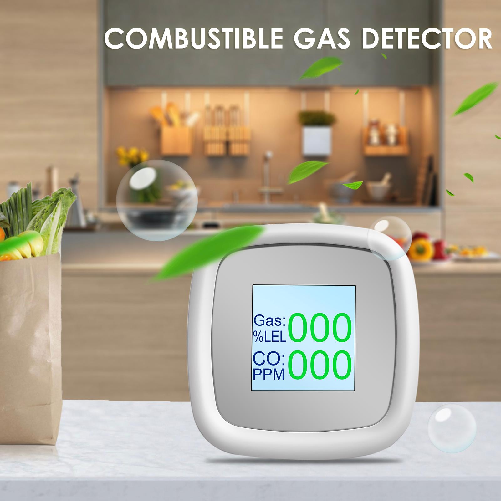 WIFI Combustible Gas Detector Gas Alarm Digital Combustible Gas Detection Instrument Gas Leak Tester Intelligent Air Quality Detector with Sound Alarm APP Notification Pushing SmartLife Tuya APP Remote Control