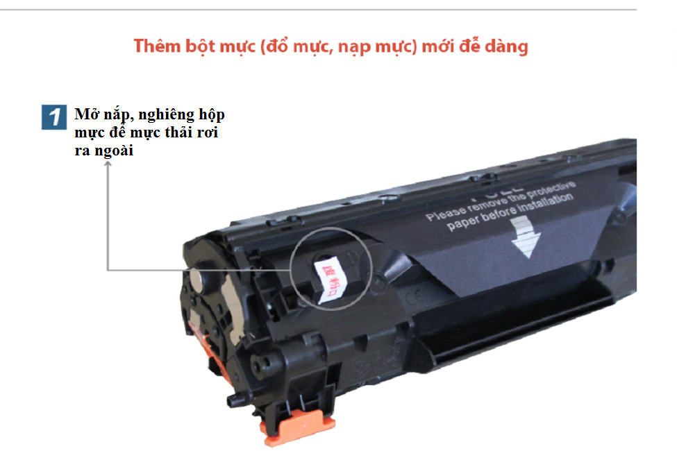 Hộp mực 83A, hộp mực máy in HP Pro M125, M126, M127, Có lỗ đổ mực, mực thải