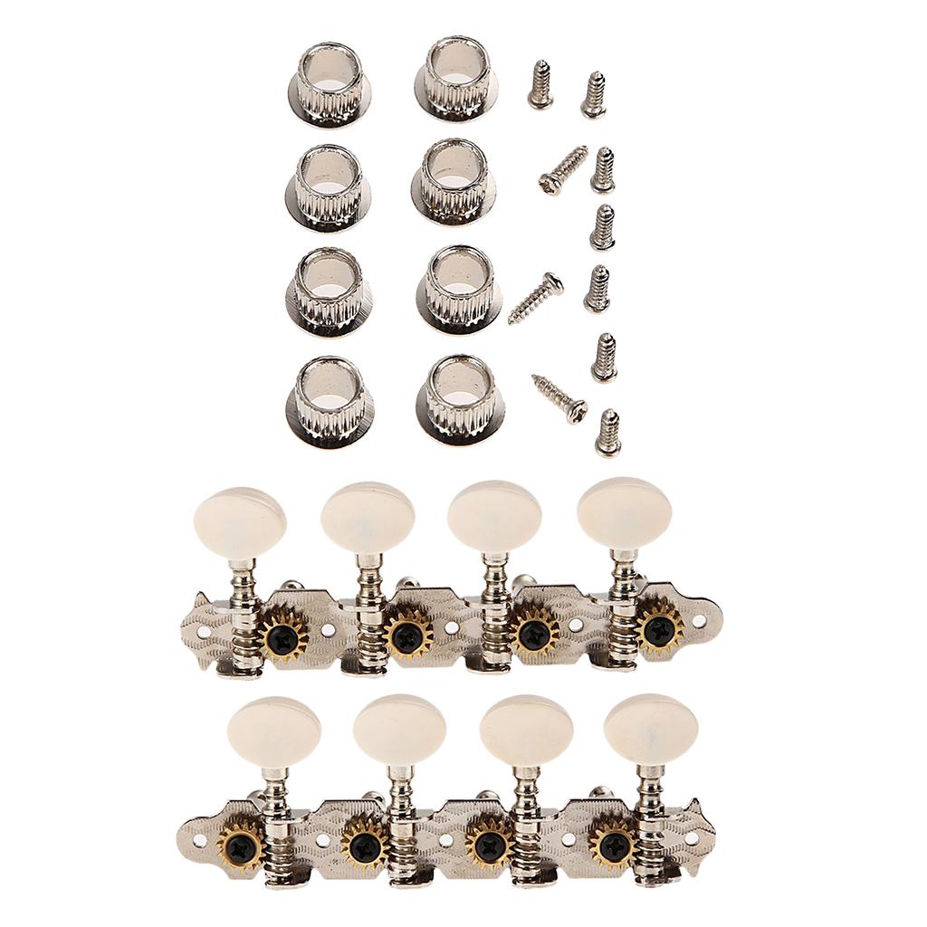 Sunnimix 4L 4R Bạc Đàn Mandolin Chỉnh Âm Máy Đầu Với Ốc Vít Cho 8 Dây Đàn Mandolin