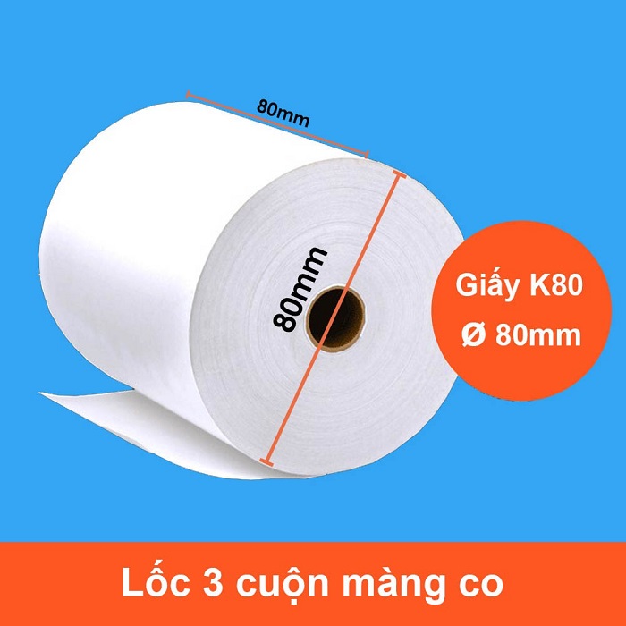 Combo 100 cuộn giấy nhiệt in bill K80 phi 80 - Hàng nhập khẩu