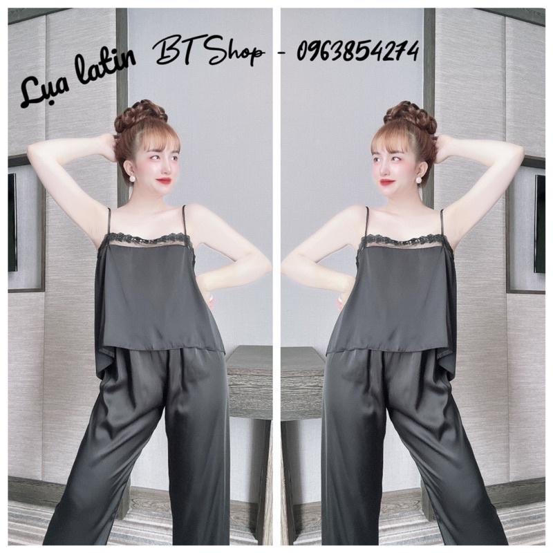 Đồ ngủ mặc nhà lụa latin trơn sexy quần dài freesize 42-57kg