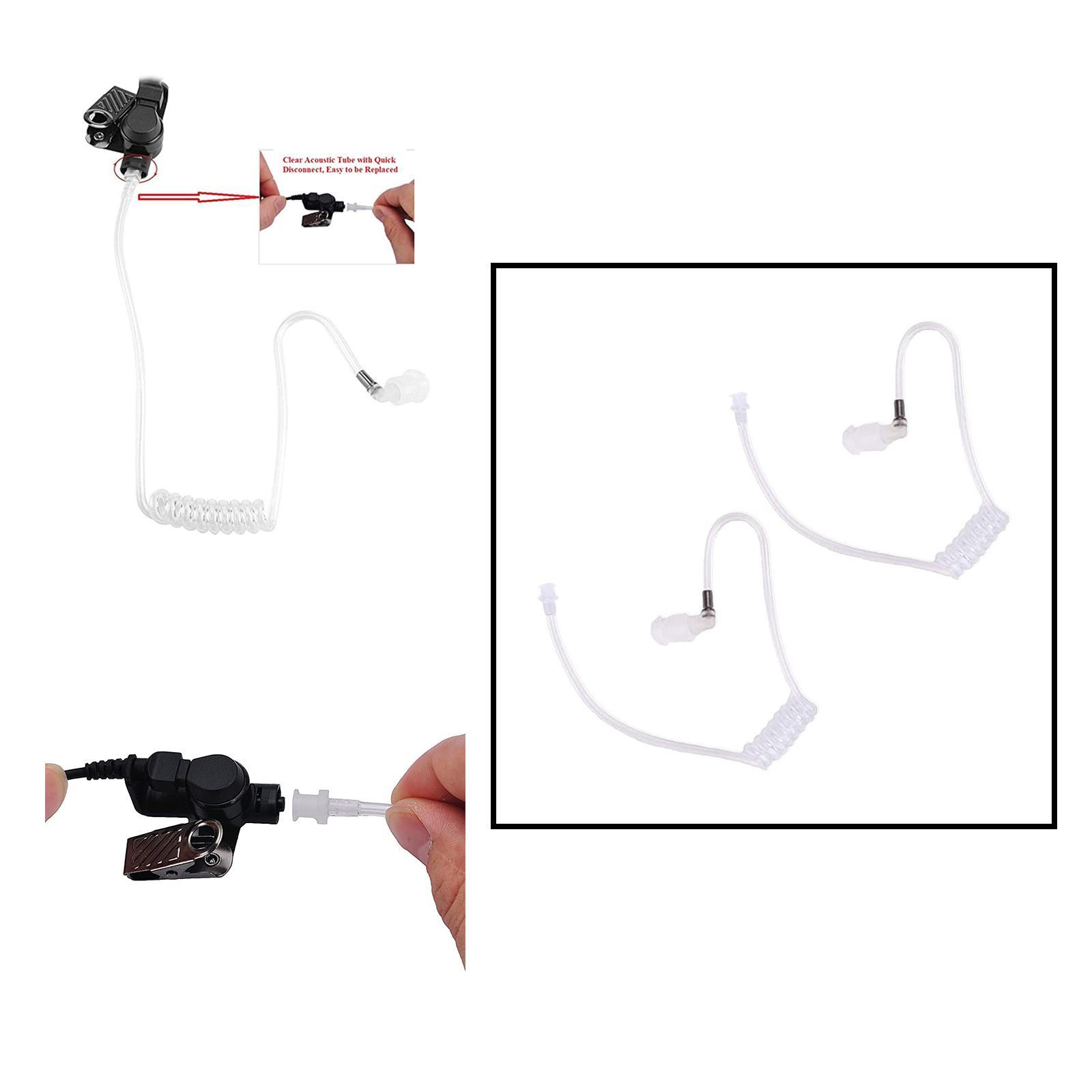 2 Pieces Acoustic Coil Tubes,Lightweight Removable Clear and White Replacement Tube for Two Way Radio Air Duct Headphones