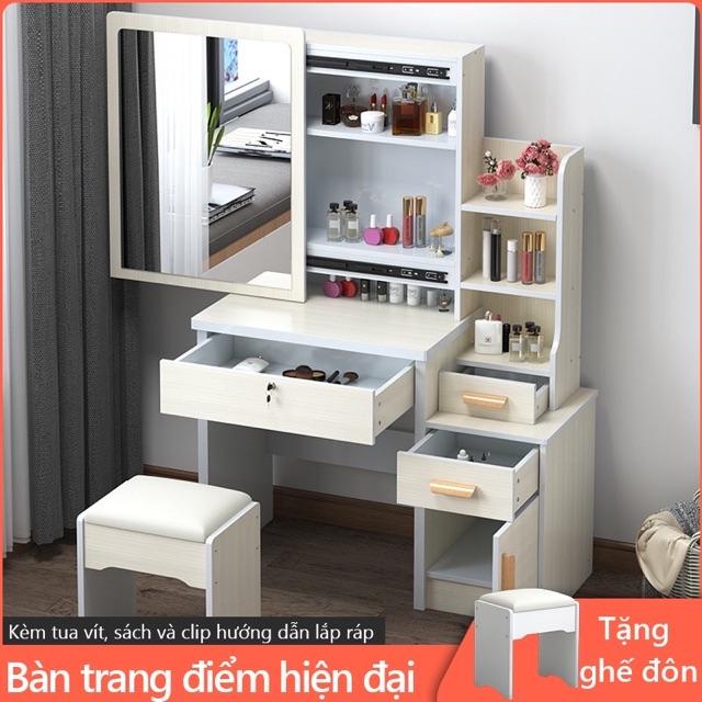 Bàn trang điểm bán phấn đa chức năng kết hợp kệ đồ giá đồ tiện lợi cao cấp siêu xinh BAH030