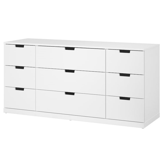 BANALDO, Tủ đựng đồ lưu trữ 3 tầng 9 học kéo, Phong cách Bắc Âu, 160x47x76cm