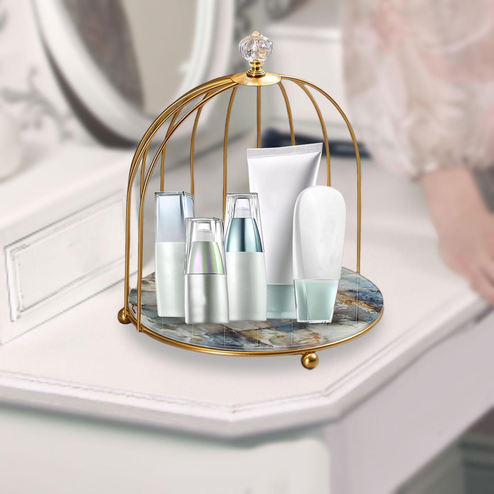 Nordic Iron Bird Cage Perfume Cosmetic Holder Rack for Bedroom Dresser