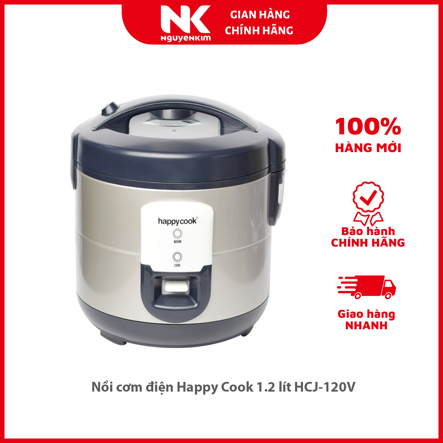 Nồi cơm điện Happy Cook 1.2 lít HCJ-120V - Hàng chính hãng
