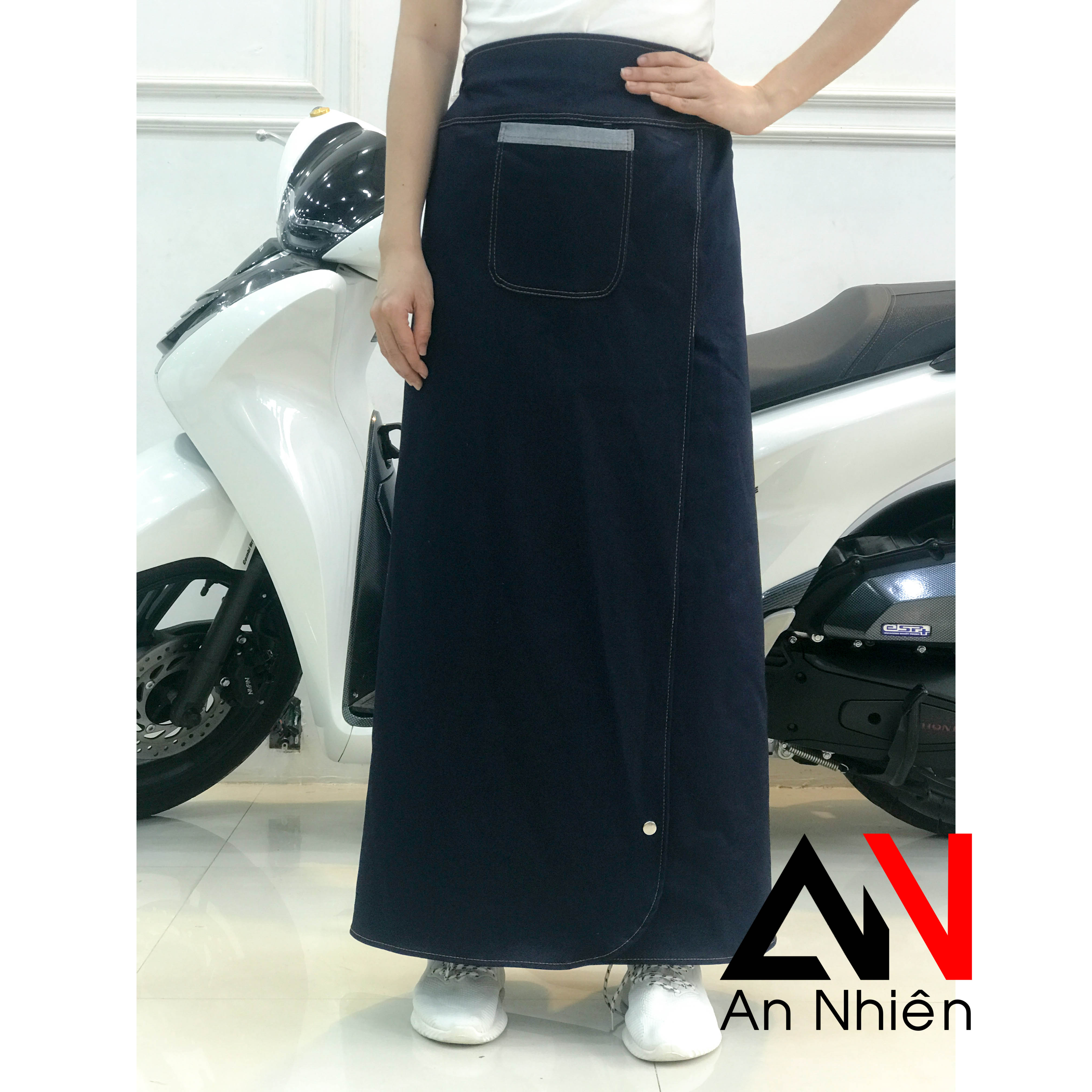 Váy chống nắng freeSize JEAN trơn xẻ tà