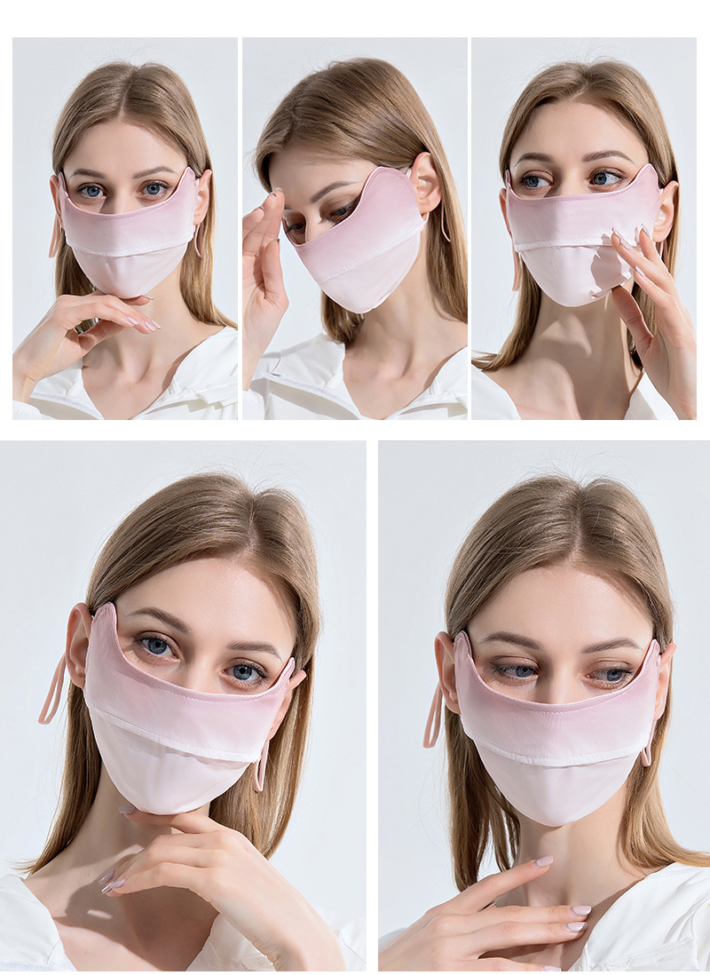 Mặt Nạ Chống Nắng / Tia UV Màu Gradient Bằng Lụa Lạnh Thời Trang Mùa Hè Dành Cho Nữ