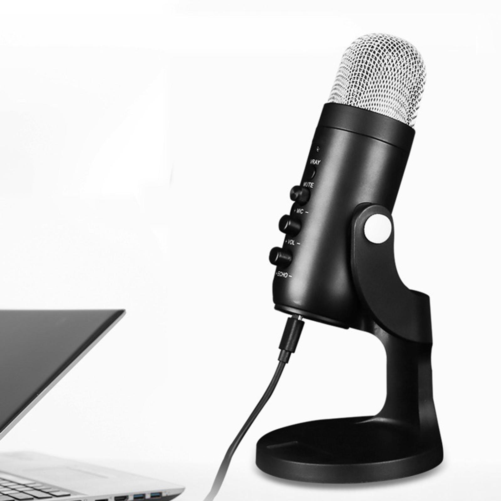 Studio Condenser USB Microphone Computer PC Microphone Kit with Stand Black