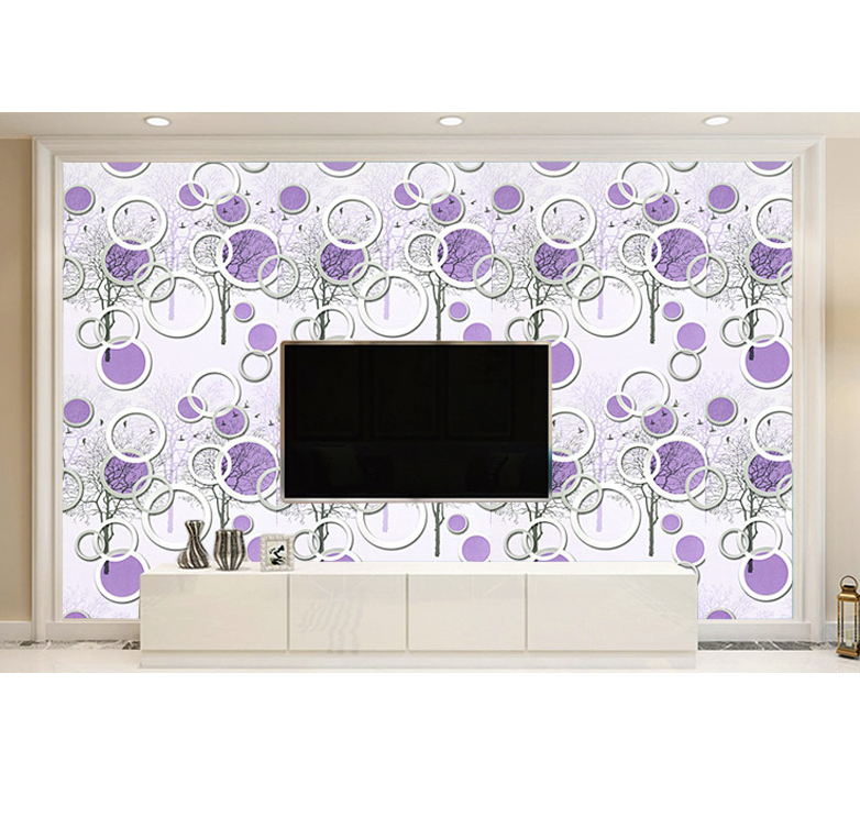 Combo 10 mét giấy dán tường, decal dán tường trang trí nhà cửa Ô TRÒN TÍM khổ 45cm