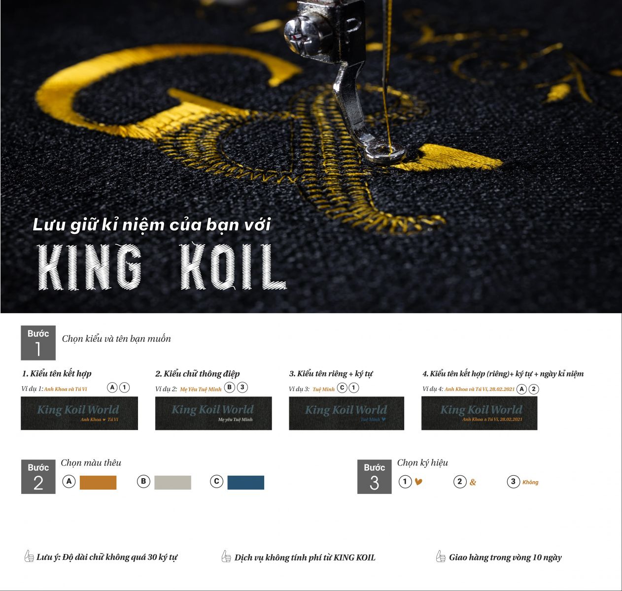 Nệm lò xo King Koil World_Sử dụng công nghệ Thêu Tên hoặc Thông Điệp_Độ dày 25cm