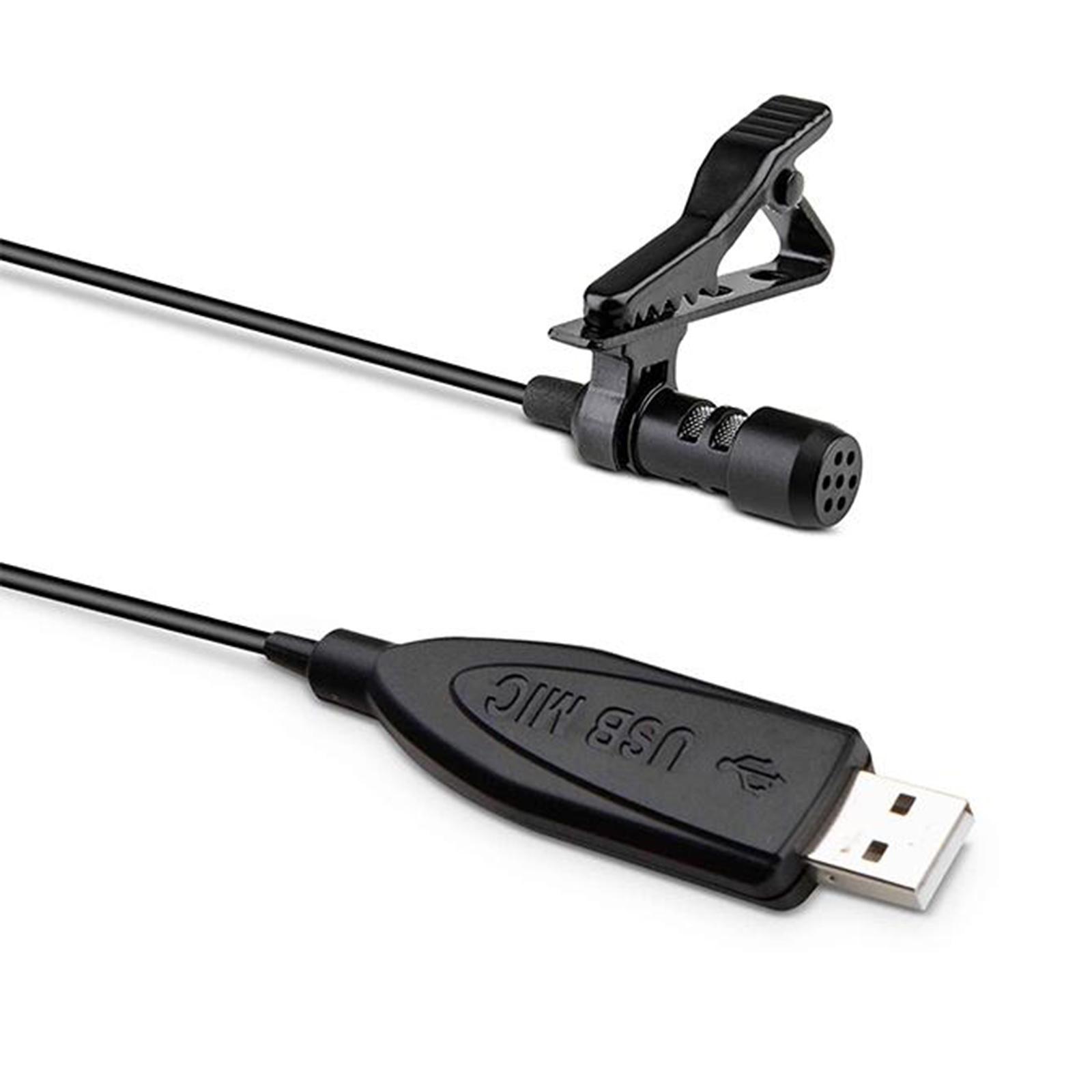 USB Lavalier Lapel Microphone Omnidirectional Clip on Collar Condenser Mic