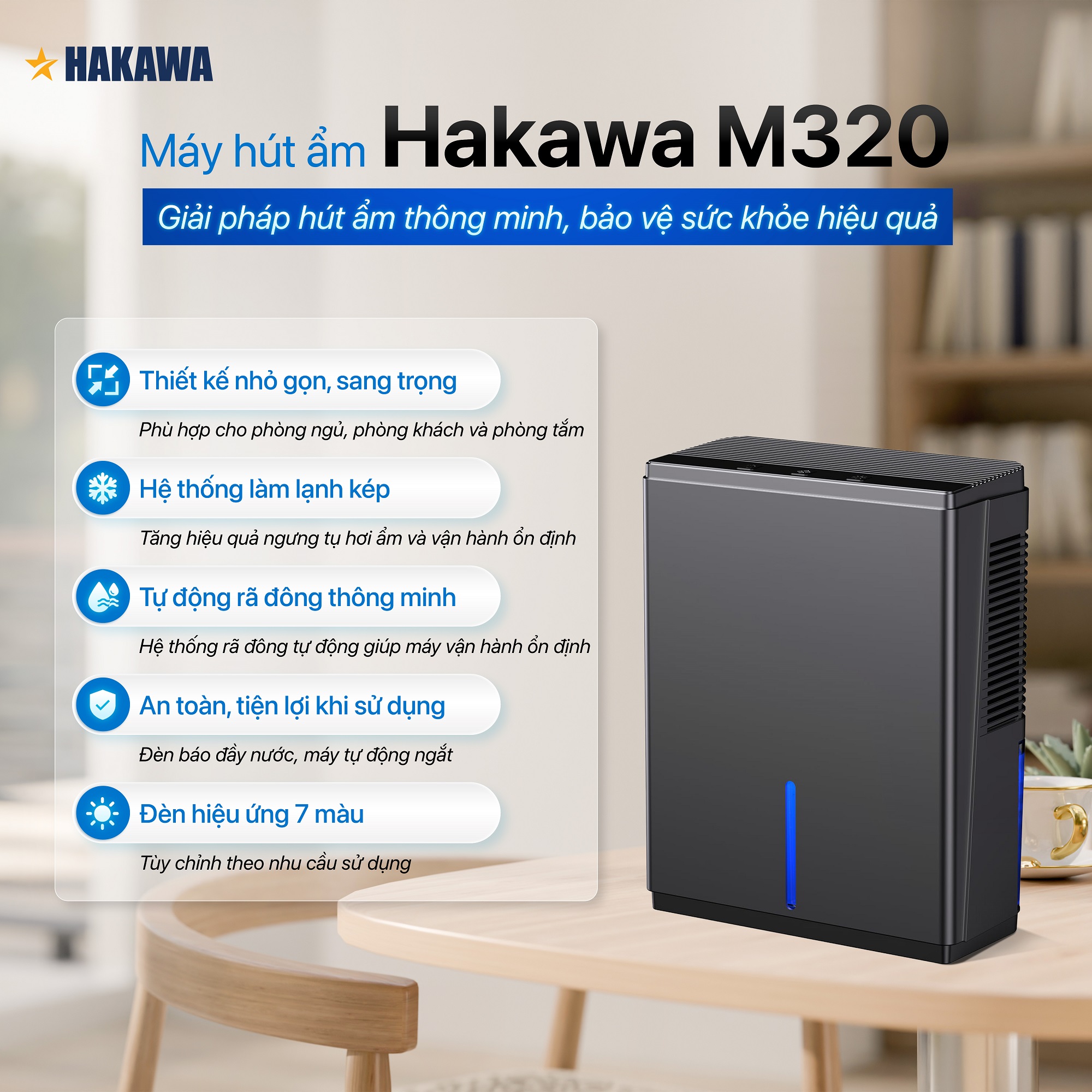 Máy hút ẩm mini Hakawa Airdog BW401 Diện tích sử dụng20m² Hàng chính hãng