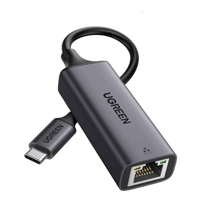 Ugreen UG15727CM199TK USB Type C sang Lan Gigabit 10/100/1000M Bộ chuyển đổi usb-c rj45 chất liệu nhôm màu đen - HÀNG CHÍNH HÃNG