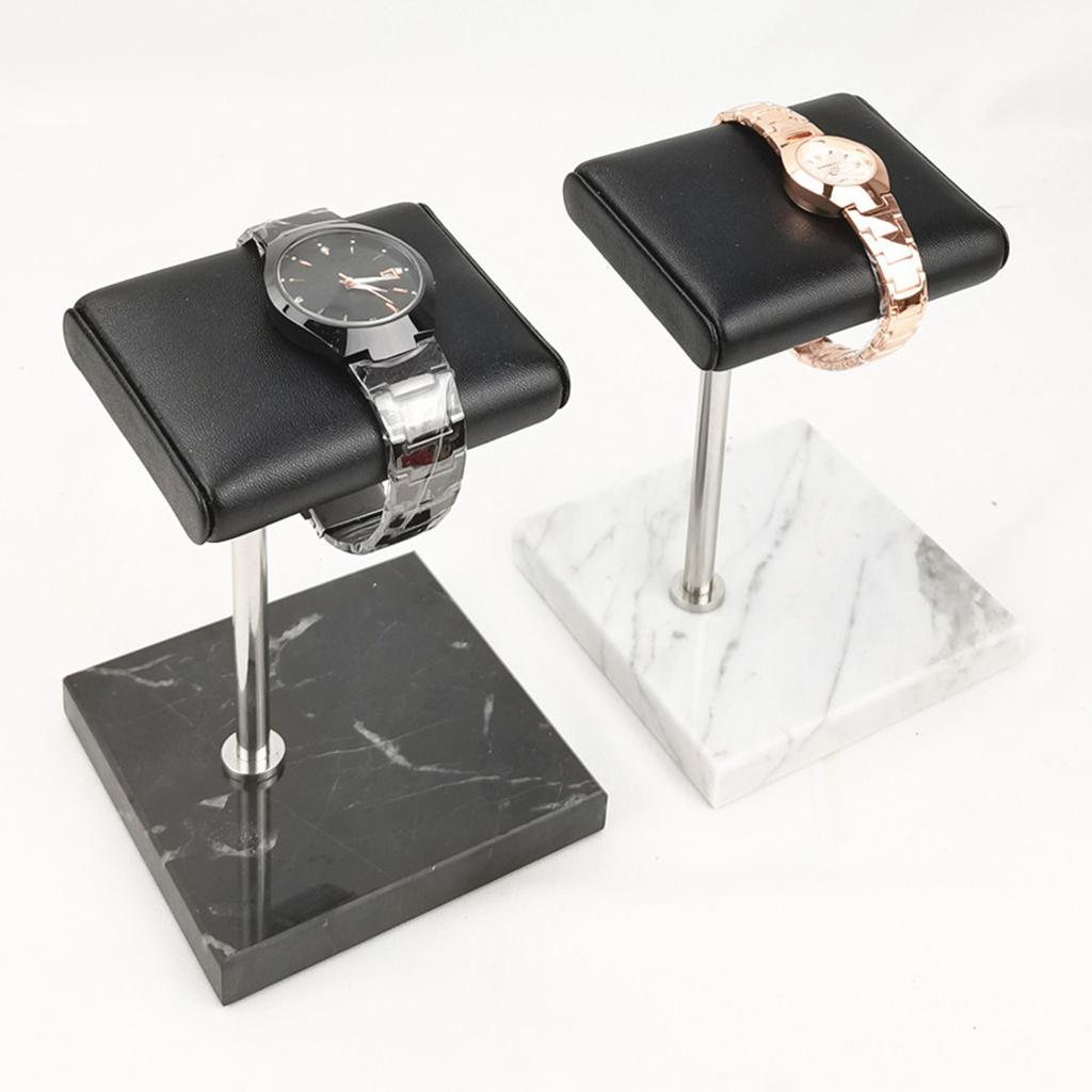 Black Marble Base & PU Watch Holder Stand For Display