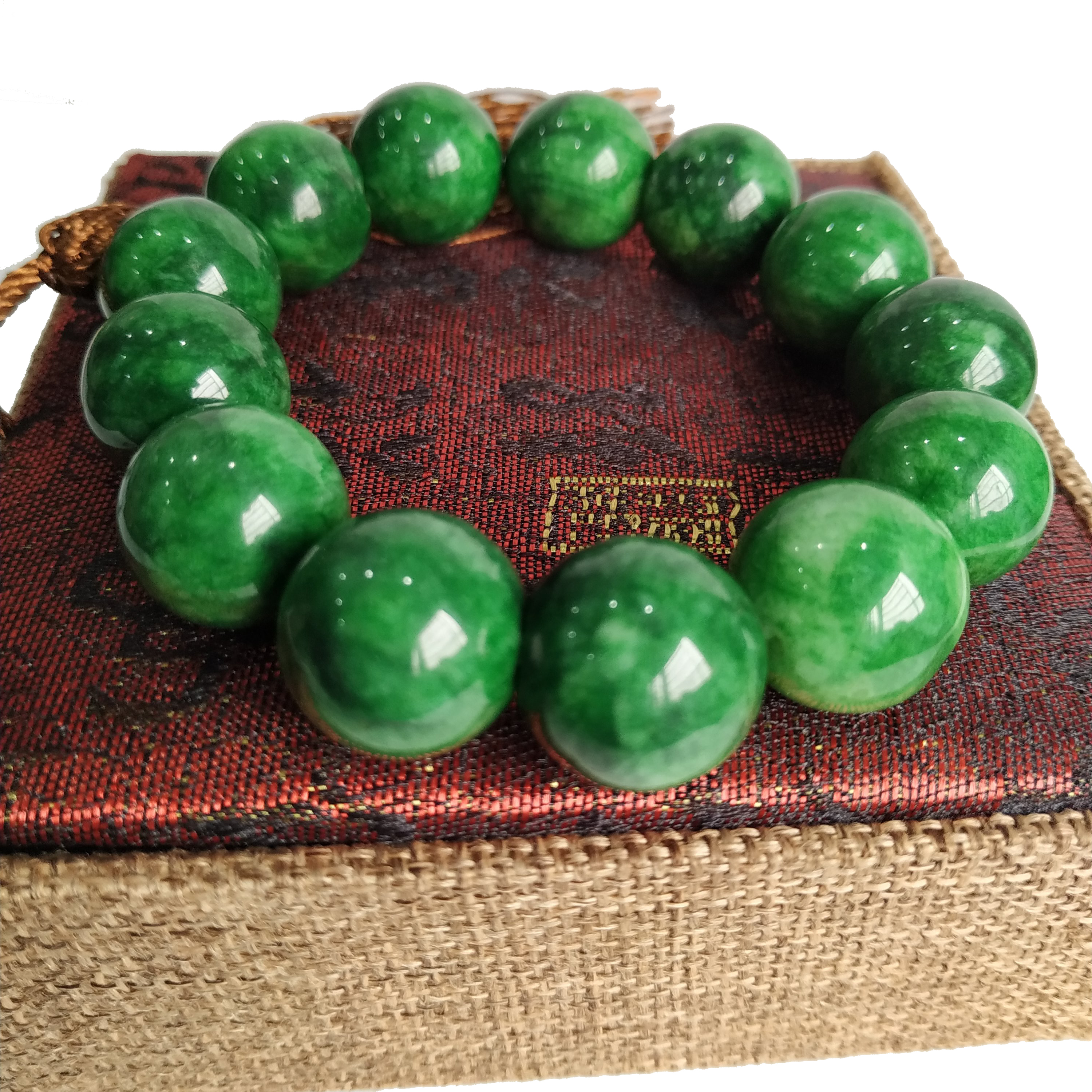 Vòng tay mã não xanh lục tự nhiên 11mm tặng hộp đựng phong thủy V5254