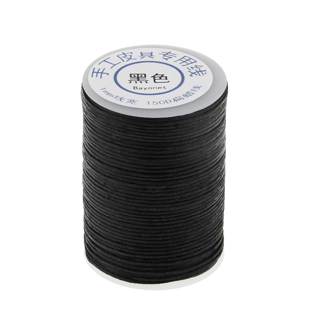 2 Roll Black And White 1mm Waxed Polyester Braided Thread for Leahter Crafts