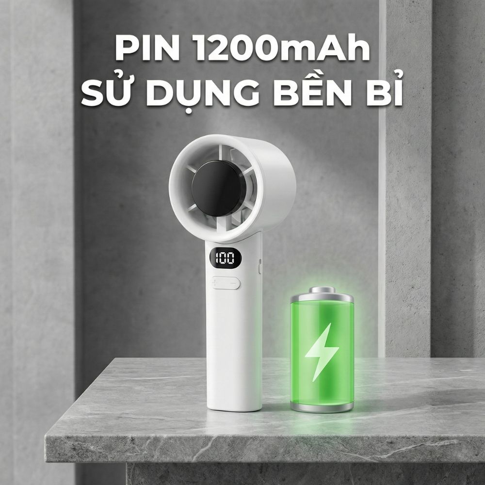 Quạt Cầm Tay Kachi MK442 – 120 Cấp Độ Gió Tuabin, Màn Hình LED Hiển Thị Pin, Bảo Hành 18 Tháng - hàng chính hãng