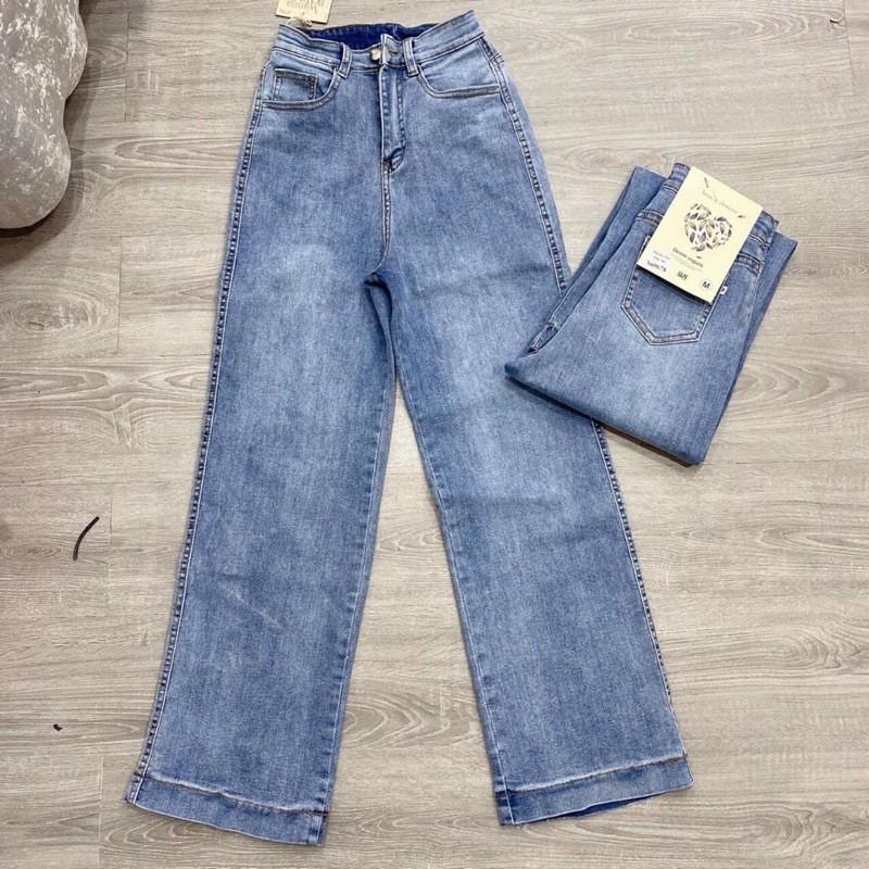 Quần jeans cạp cao ống đứng chất jeans giãn- shop tự chụp
