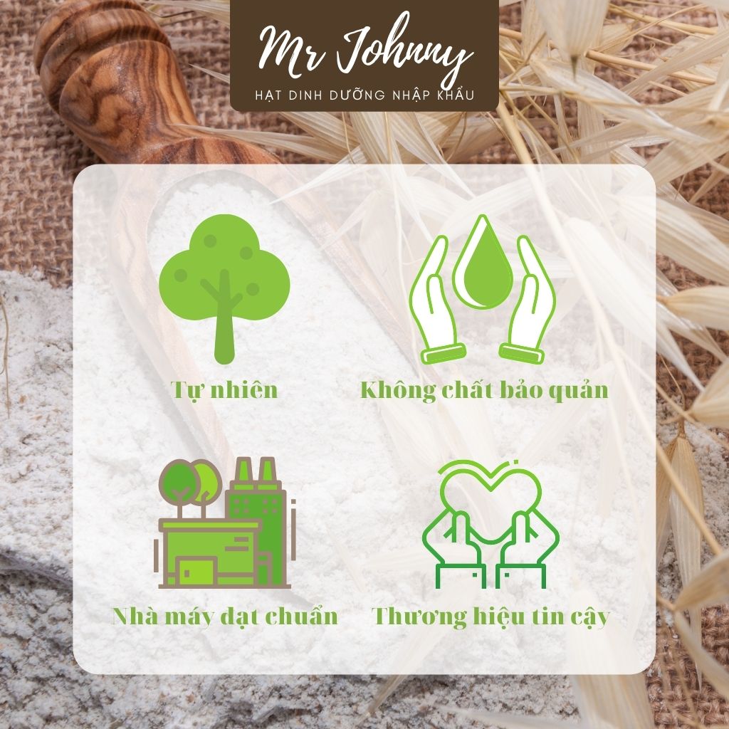 Bột Yến Mạch Nguyên Chất Mr Johnny - Tẩy tế bào chết, làm sạch da mặt, tinh chất yến mạch tự nhiên, an toàn cho da - Túi 100g