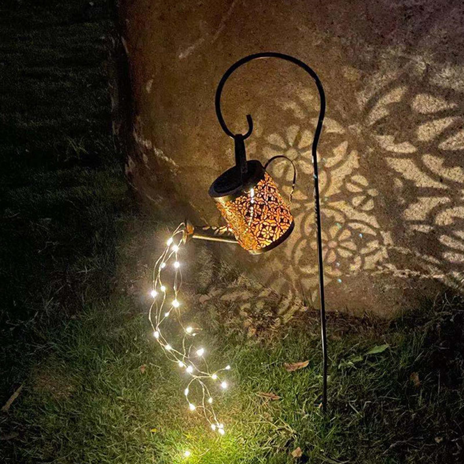 LED Watering Can Stake Solar Garden Light Outdoor Path Lighting Christmas