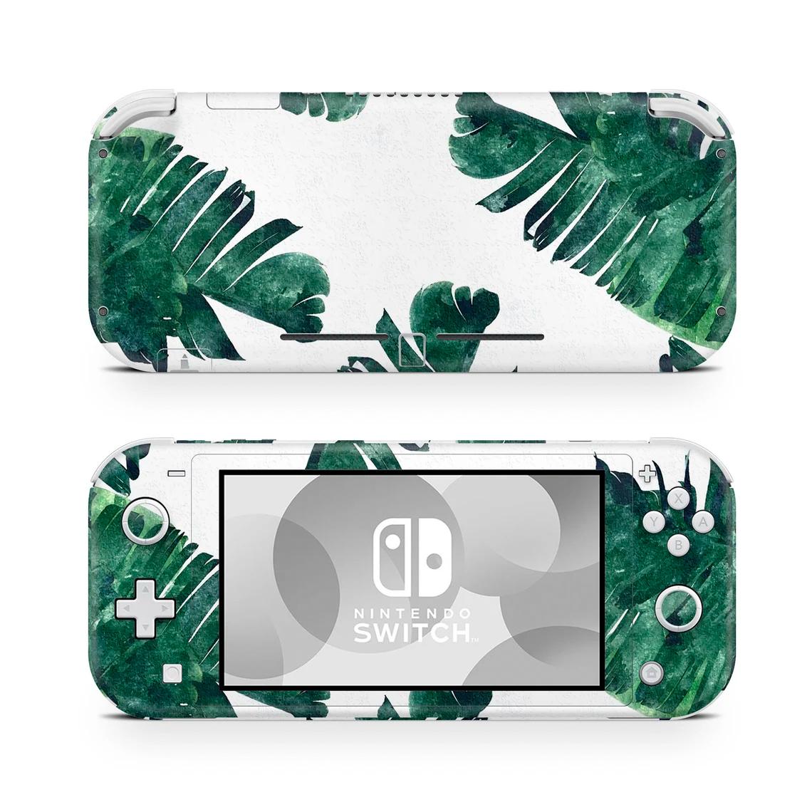 Skin decal dán Nintendo Switch Lite mẫu tropical xanh trắng (dễ dán, đã cắt sẵn)