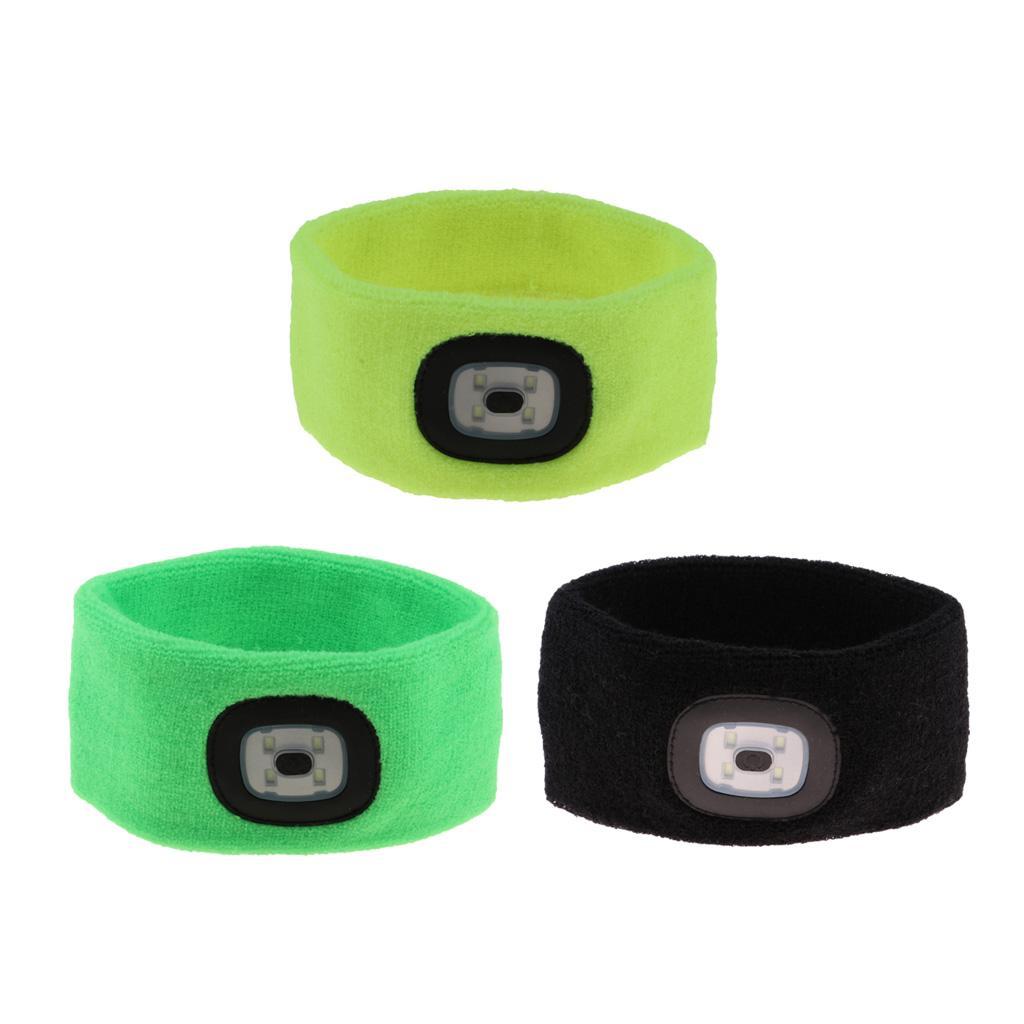 Hands Free LED Lighted Battery Powered Headlamp Braided Headband Sweat Band