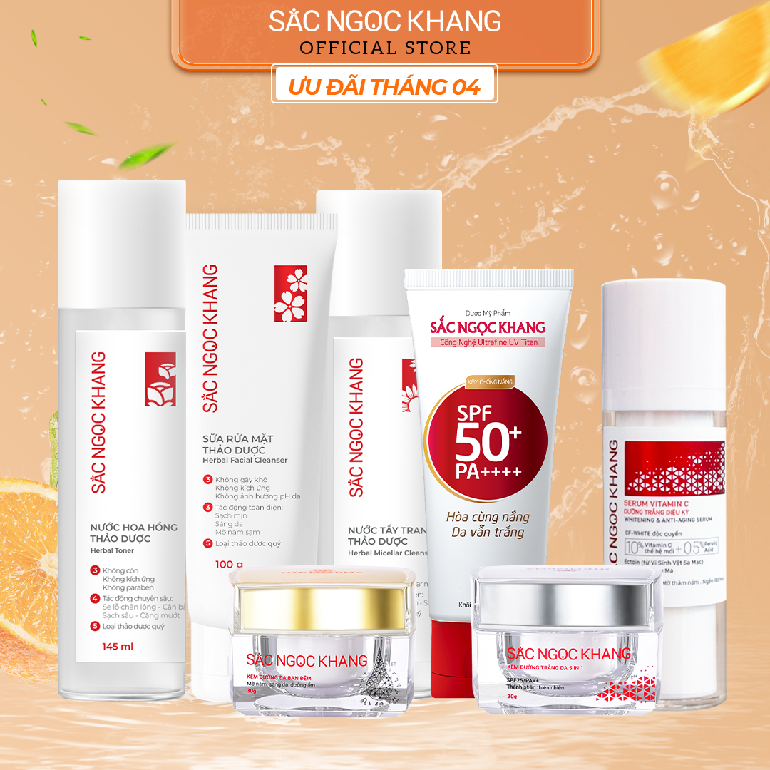 [COMBO 7 món] Chăm sóc da toàn diện dưỡng da cơ bản + kem dưỡng da ban ngày (30ml) + ban đêm (30g) + Serum dưỡng trắng diệu kì 30ml