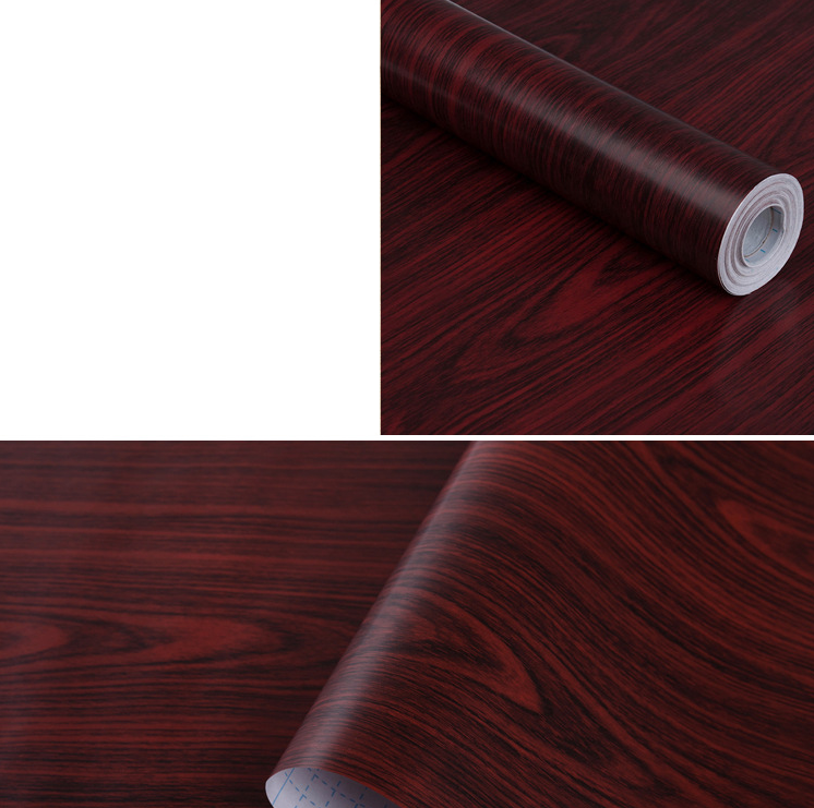 Combo 10 mét giấy dán tường, decal dán tường trang trí nhà cửa VÁN NÂU ĐỎ khổ 45cm