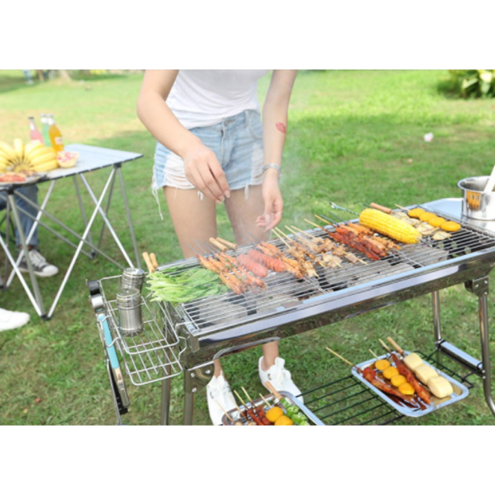 Bếp Nướng Than Hoa Ngoài Trời BBQ Không Cần Dùng Điện Ít Khói Gấp Gọn Dễ Dàng Mang Theo Đi Dã Ngoại - Hàng Chính Hãng